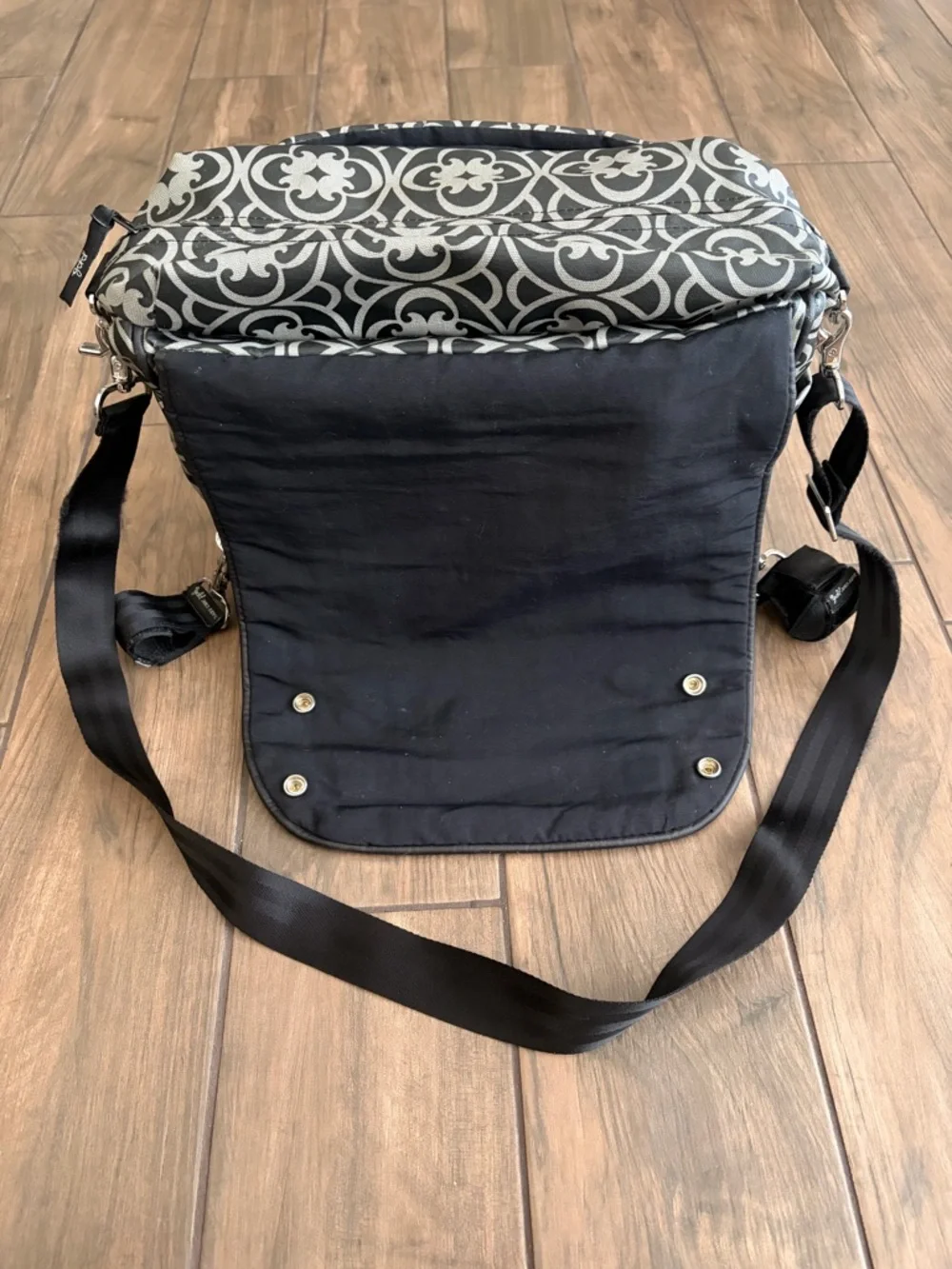 Petunia Pickle Bottom Black and Gray Messenger Bag with Yellow Detail
